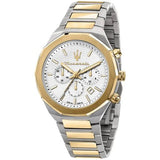 Buy Shop Maserati Stile Chronograph White Dial Two Tone Steel Strap Watch For Men - R8873642009 USA Online