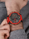 Diesel Mr Daddy 2.0 Chronograph Grey Dial Red Rubber Strap Watch For Men - DZ7430