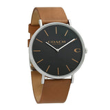 Coach Charles Black Dial Brown Leather Strap Watch for Men - 14602155