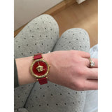 Buy Shop Versace Palazzo Empire Red Dial Red Leather Strap Watch for Women - VCO120017 USA Online
