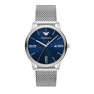 Buy Shop Emporio Armani Minimalist Quartz Blue Dial Silver Steel Strap Watch For Men - AR11571 USA Online