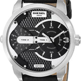 Buy Shop Diesel Mini Daddy Black Silver Dial Black Leather Strap Watch For Men - DZ7307 USA Online