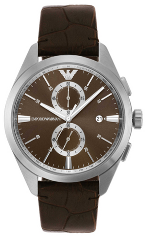 Buy Shop Emporio Armani Claudio Chronograph Brown Dial Brown Leather Strap Watch For Men - AR11482 USA Online