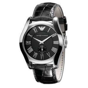 Buy Shop Emporio Armani Valente Black Dial Black Leather Strap Watch For Men - AR0643 USA Online