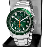 Buy Shop Fossil Sport Tourer Chronograph Green Dial Silver Steel Strap Watch for Men - FS6048 USA Online