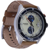 Buy Shop Fossil Wakefield Chronograph Cream Dial Brown Leather Strap Watch for Men - CH2951 USA Online