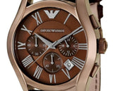 Emporio Armani Valente Classic Brown Dial Brown Leather Strap Watch For Men - AR1609