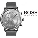 Buy Shop Hugo Boss Architectural Grey Dial Grey Leather Strap Watch for Men - 1513570 USA Online