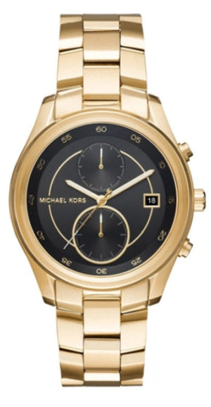 Buy Shop Michael Kors Blair Quartz Black Dial Gold Steel Strap Watch For Women - MK6497 USA Online