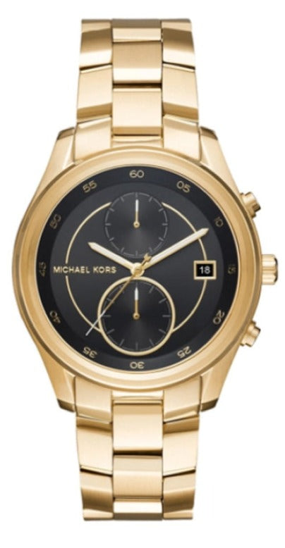 Buy Shop Michael Kors Blair Quartz Black Dial Gold Steel Strap Watch For Women - MK6497 USA Online
