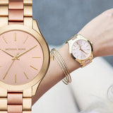 Buy Shop Michael Kors Slim Runway Pink Dial Two Tone Steel Strap Watch for Women - MK3493 USA Online