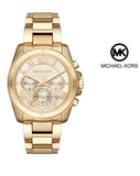 Buy Shop Michael Kors Brecken Chronograph Gold Dial Gold Steel Strap Watch For Women - MK6366 USA Online