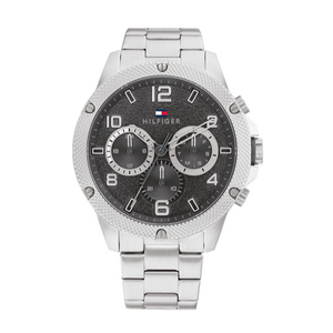 Buy Shop Tommy Hilfiger Blaze Chronograph Black Dial Silver Steel Strap Watch For Men - 1792029 USA Online
