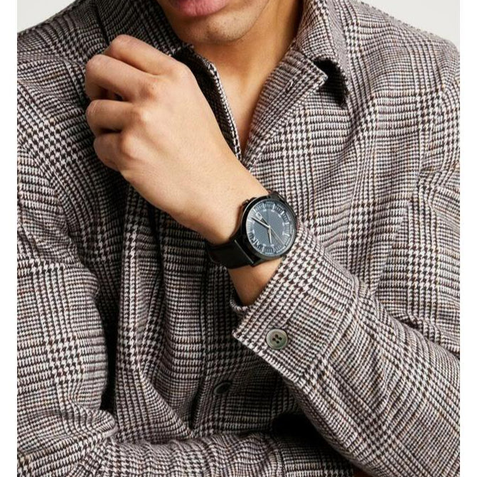 Buy Shop Armani Exchange Hampton Quartz Blue Dial Black Leather Strap Watch for Men - AX2411 USA Online