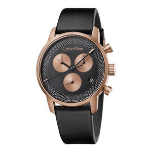 Buy Shop Calvin Klein City Chronograph Black Dial Black Leather Strap Watch for Men - K2G17TC1 USA Online