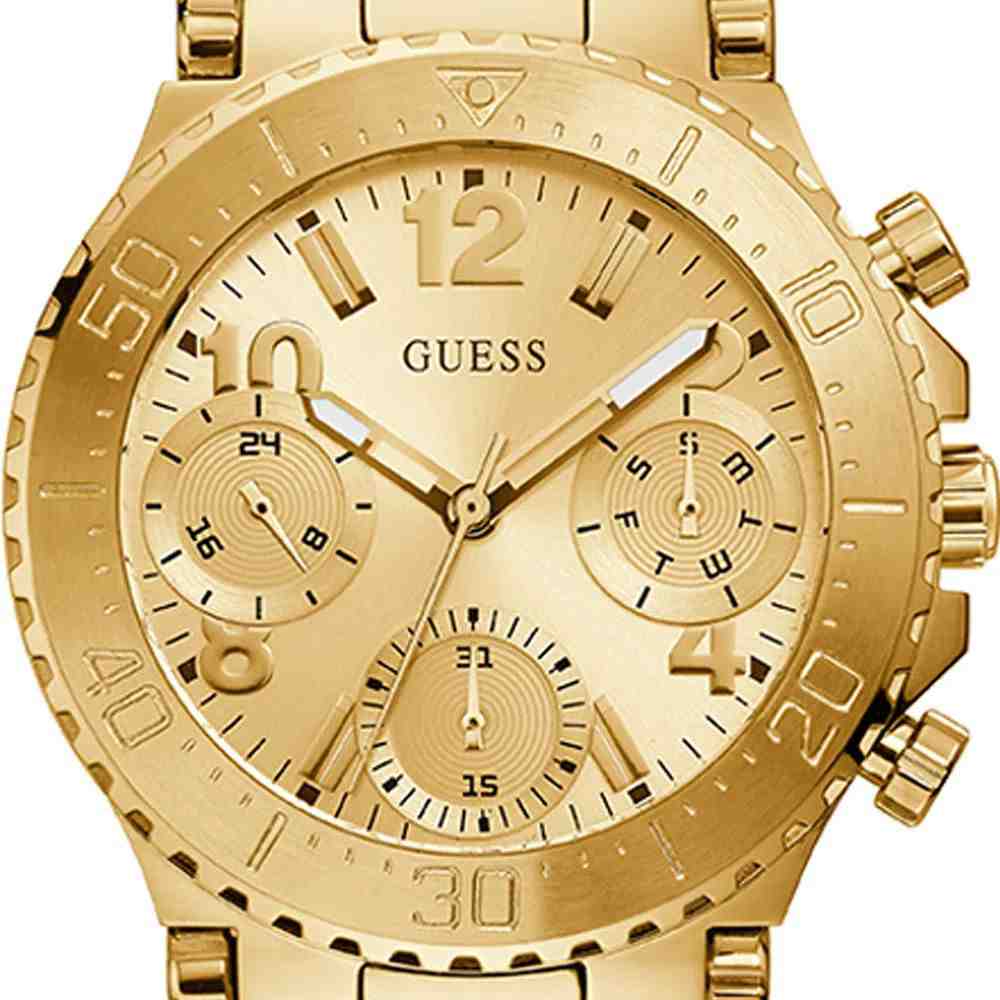 Buy Shop Guess Cosmic Chronograph Gold Dial Gold Steel Strap Watch for Women - GW0465L1 USA Online