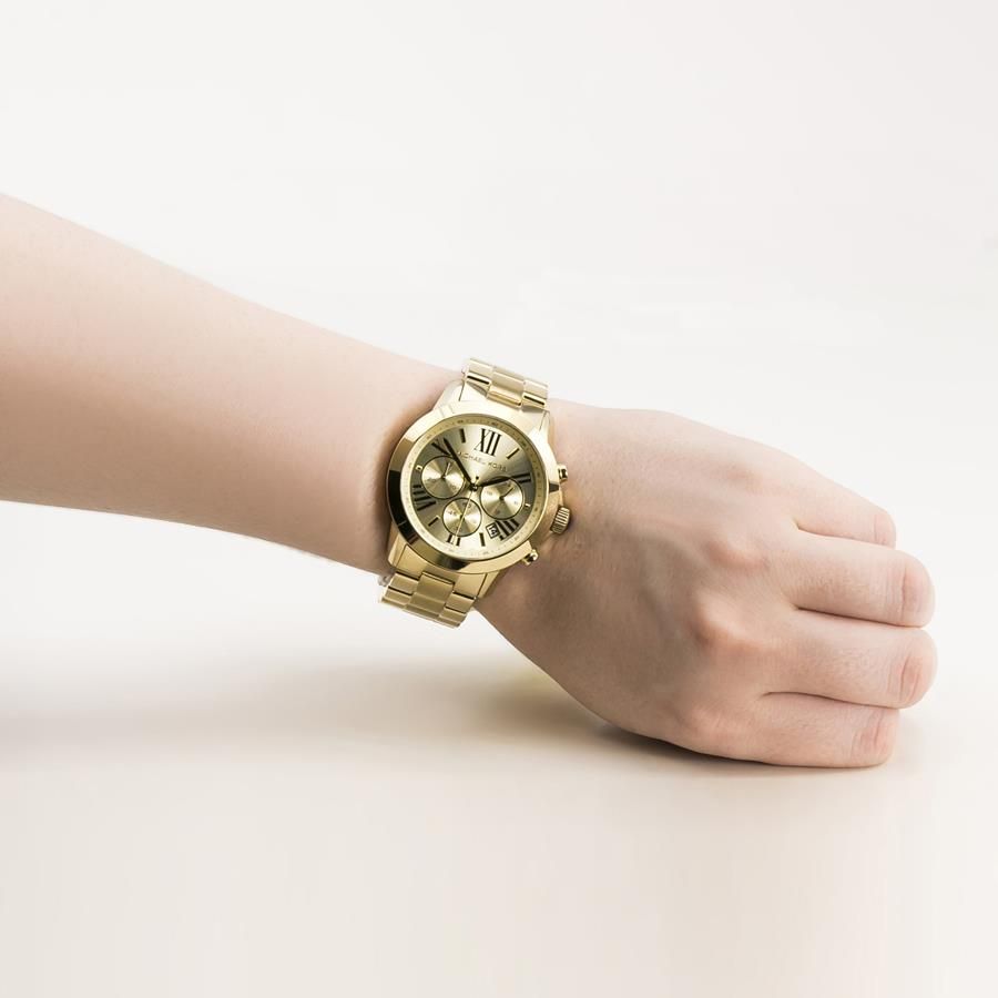 Buy Shop Michael Kors Bradshaw Chronograph Gold Dial Gold Steel Strap Watch For Women - MK5777 USA Online