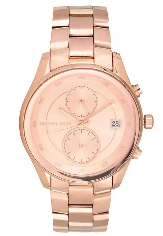 Buy Shop Michael Kors Briar Quartz Rose Gold Dial Rose Gold Steel Strap Watch For Women - MK6465 USA Online