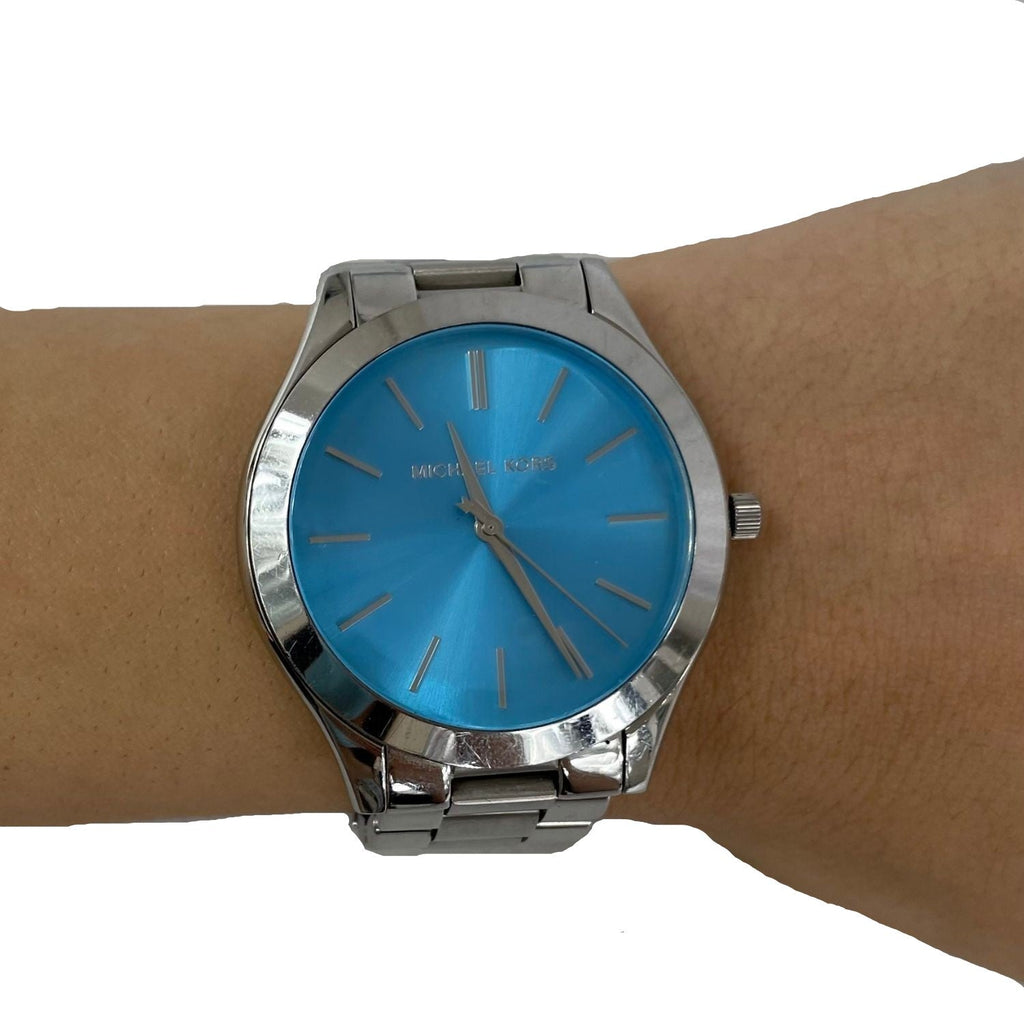 Buy Shop Michael Kors Runway Blue Dial Silver Steel Strap Watch for Women - MK3292 USA Online
