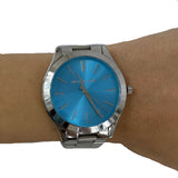 Buy Shop Michael Kors Runway Blue Dial Silver Steel Strap Watch for Women - MK3292 USA Online