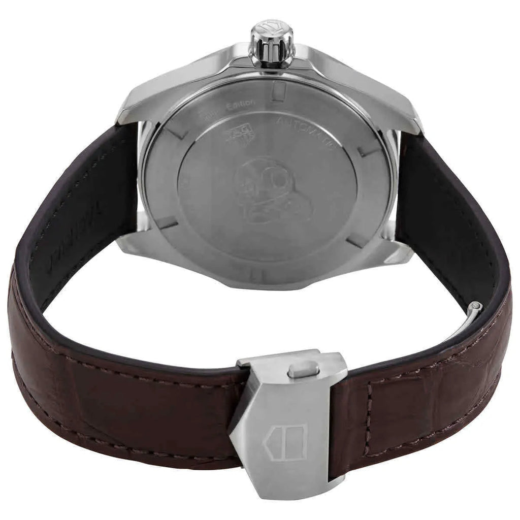 Buy Shop Tag Heuer Aquaracer Caliber 5 Black Dial Brown Leather Strap Watch for Men - WAY201M.FC6474 USA Online