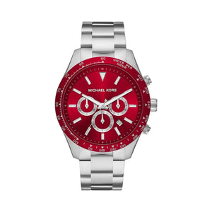 Buy Shop Michael Kors Layton Chronograph Red Dial Silver Steel Strap Watch For Men - MK8822 USA Online