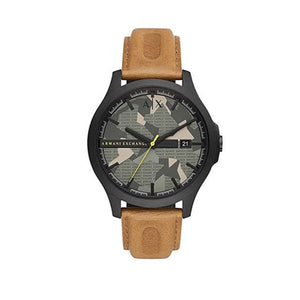Buy Shop Armani Exchange Hampton Chronograph Green Dial Brown Leather Strap Watch For Men - AX2412 USA Online