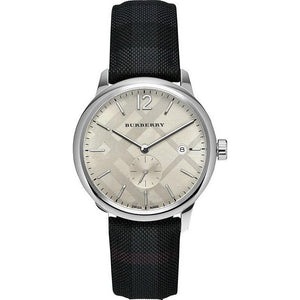 Buy Shop Burberry Classic Round Cream Dial Black Leather Strap Watch for Men - BU10008 USA Online