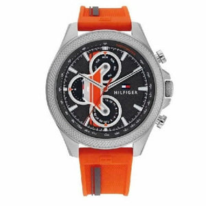 Buy Shop Tommy Hilfiger Clark Chronograph Grey Dial Orange Rubber Strap Watch For Men - 1792084 USA Online