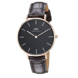 Buy Shop Daniel Wellington Classic Petite York Black Dial Brown Leather Strap Watch For Women - DW00100170 USA Online