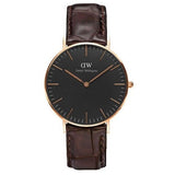 Buy Shop Daniel Wellington Classic York Black Dial Brown Leather Strap Watch For Women - DW00100140 USA Online