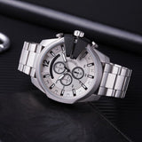 Diesel Mega Chief Chronograph Silver Dial Silver Steel Strap Watch For Men - DZ4501