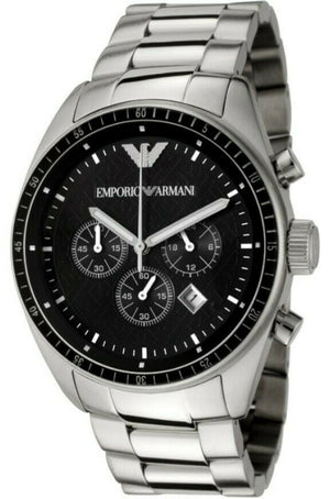 Buy Shop Emporio Armani Sportivo Chronograph Black Dial Silver Stainless Steel Watch For Men - AR0585 USA Online