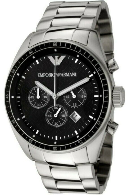Buy Shop Emporio Armani Sportivo Chronograph Black Dial Silver Stainless Steel Watch For Men - AR0585 USA Online