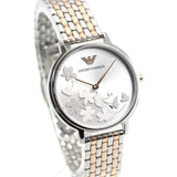 Emporio Armani Silver Sunray Dial Two Tone Steel Strap Watch For Women - AR11113