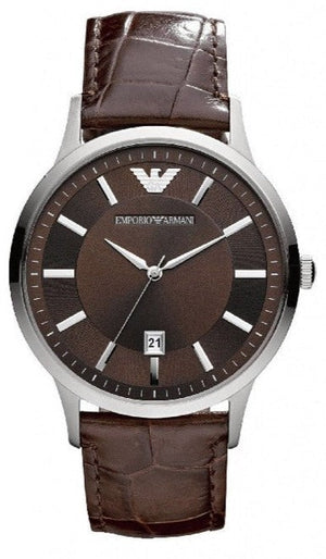 Emporio Armani Renato Classic Brown Dial Brown Leather Strap Watch For Men - AR2413