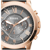 Buy Shop Fossil Grant Chronograph Grey Dial Black Leather Strap Watch for Men - FS5085 USA Online