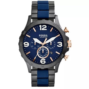 Buy Shop Fossil Nate Chronograph Blue Dial Two Tone Steel Strap Watch for Men - JR1494 USA Online