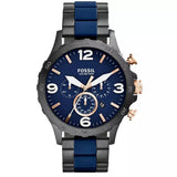 Buy Shop Fossil Nate Chronograph Blue Dial Two Tone Steel Strap Watch for Men - JR1494 USA Online