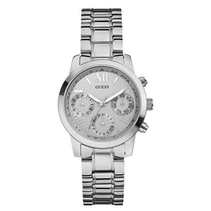 Buy Shop Guess Mini Sunrise Silver Dial Silver Steel Strap Watch For Women - W0448L1 USA Online