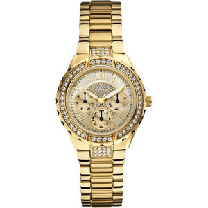 Buy Shop Guess Viva Diamonds Gold Dial Gold Steel Strap Watch for Women - W0111L2 USA Online