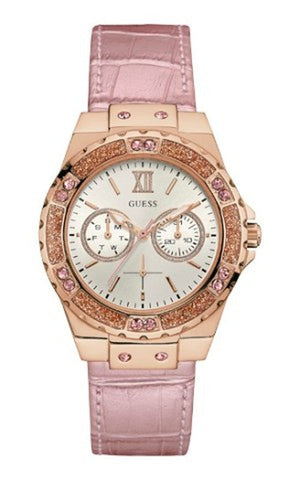 Buy Shop Guess Limelight Quartz Analog White Dial Pink Leather Strap Watch For Women - W0775l3 USA Online