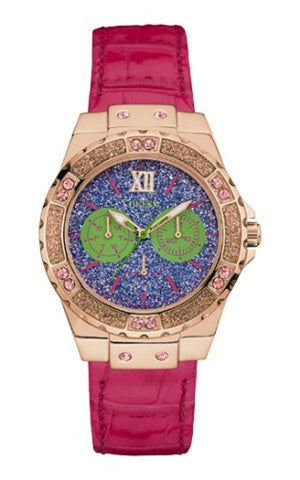 Buy Shop Guess Limelight Quartz Multicolor Dial Red Leather Strap Watch For Women - W0775L4 USA Online