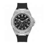 Guess Baguette Crystals Black Dial Black Silicone Strap Watch For Men - GW0208G1