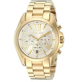 Michael Kors Bradshaw Chronograph White Dial Gold Steel Strap Watch For Women - MK6266