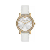 Buy Shop Michael Kors Corey Three Hand White Dial White Leather Strap Watch For Women - MK2985 USA Online