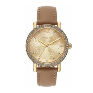 Buy Shop Michael Kors Corey Analog Gold Dial Brown Leather Strap Watch for Women - MK2986 USA Online