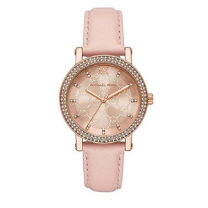 Buy Shop Michael Kors Corey Analog Rose Gold Dial Pink Leather Strap Watch For Women - MK2987 USA Online