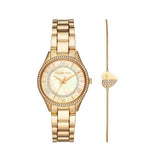 Buy Shop Michael Kors Lauryn Quartz Mother of Pearl Gold Dial Gold Steel Strap Watch For Women - MK4490 USA Online