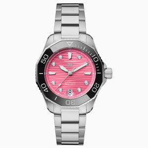 Buy Shop Tag Heuer Aquaracer Professional 300 Automatic Diamonds Pink Dial Silver Steel Strap Watch for Women - WBP231J.BA0618 USA Online